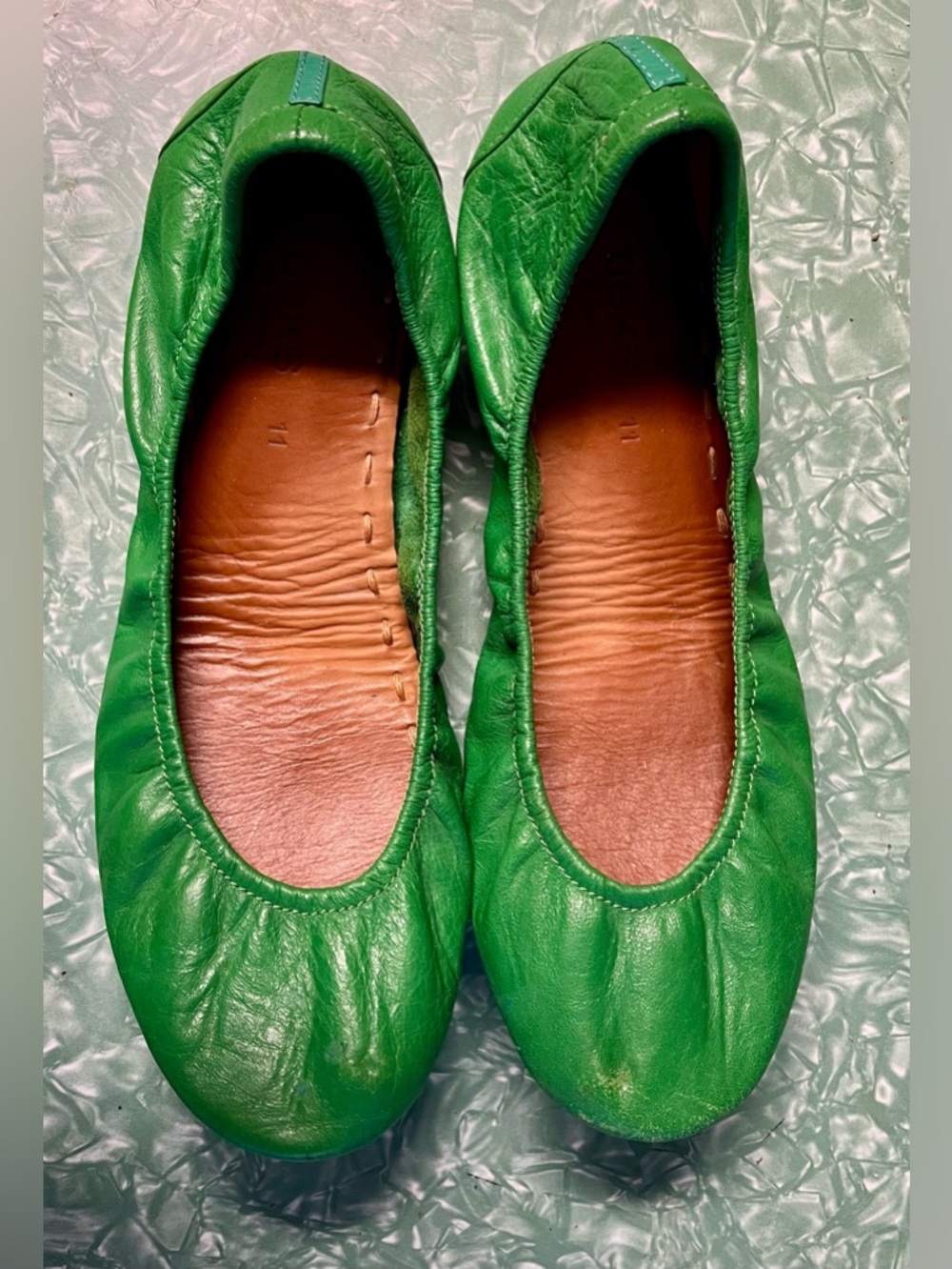 Tieks Green Leather Ballet Flats Size 11